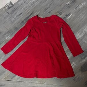 Red Long Sleeve Kids Dress with Heart cut out on back